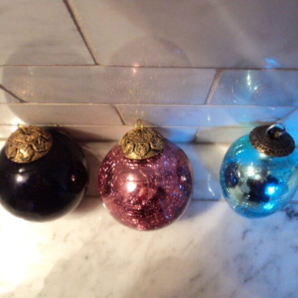 Kugel glass ornaments~ lot of 3 - Picture 5 of 5
